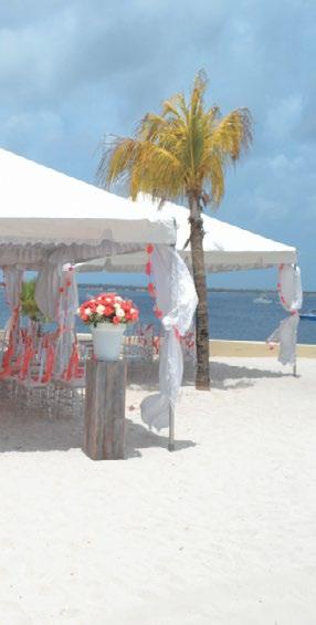 The wedding couple can enjoy a romantic honeymoon villa with private Jacuzzi overlooking the Caribbean Sea.