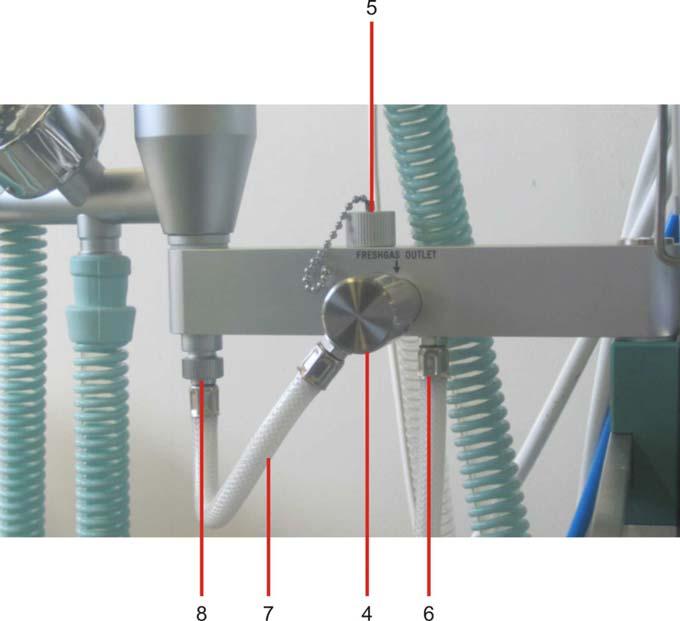 4.4 Connecting the changeover mounting arm 4.4.1 Connection to the circuit system (re-breathing system) Fig.