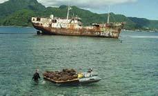 NATIONAL SUMMARY Figure 127. Relocation of corals prior to the removal of a ship wreck in Pago Pago Harbor, American Samoa (Photo: James Hoff). Harbor during a 1991 cyclone.