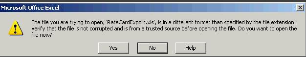 8. If you receive the Excel Format warning, click the Yes button. 9. The Excel file will open in Text (Tab Delimited) format.