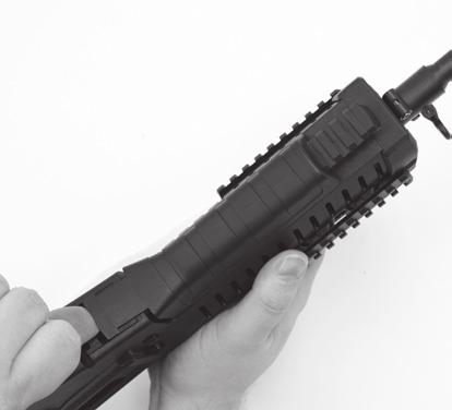 The bottom of the forend is provided with a rail system.