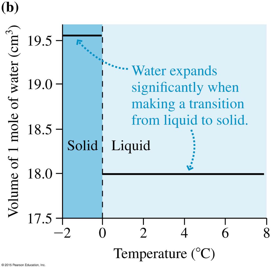 Special Properties of Water and Ice Freezing the water results in an even greater increase
