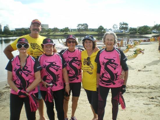 I am a member of the Sunshine Coast Dragons Abreast Club, which is part of the Maroochy Sea Serpents Dragon Boat and Outrigging Club.