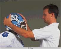 Football Helmet Fitting Turn the helmet to position on the athlete s head