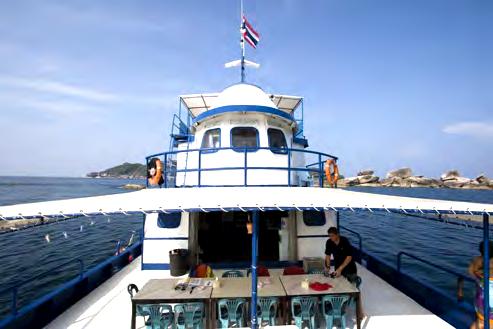 While on board you will have the opportunity to meet, enjoy and establish friendships with divers from all over the world. Scuba Cat's spacious saloon area is equipped with a TV, video, and stereo.