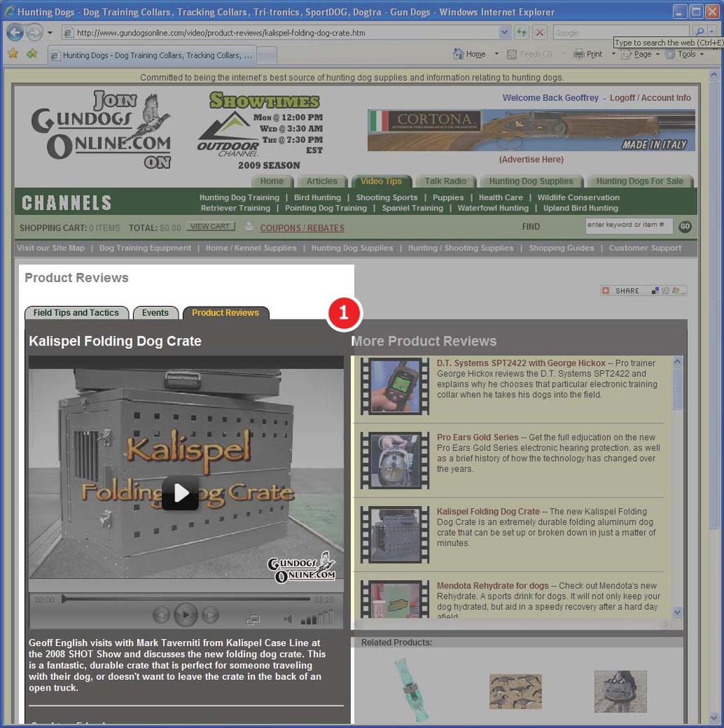 Ad Placement (Product Reviews) 1. Video Product Reviews The GundogsOnline.