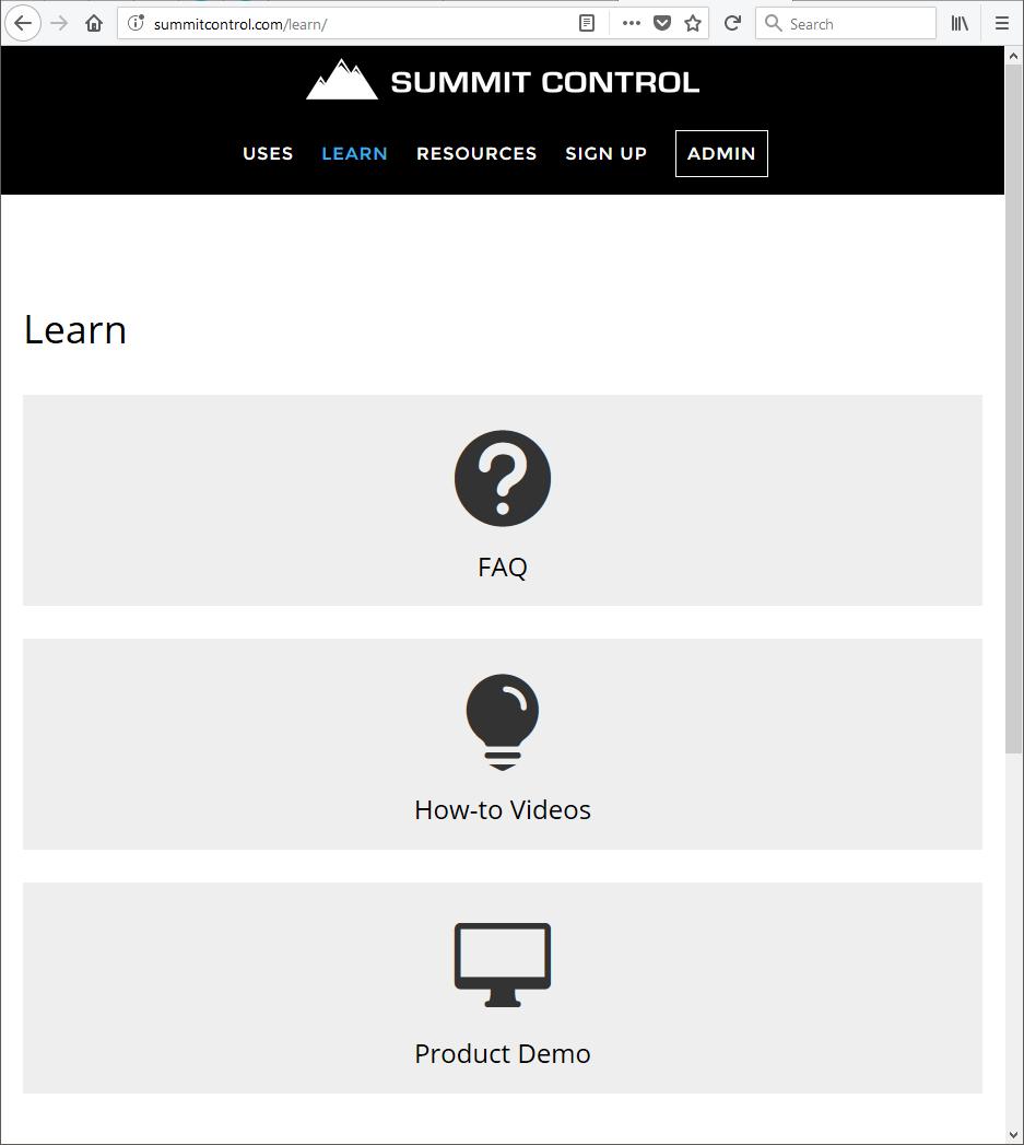 Got questions? Get answers! Go to summitcontrol.com/learn Go to the Learn page.