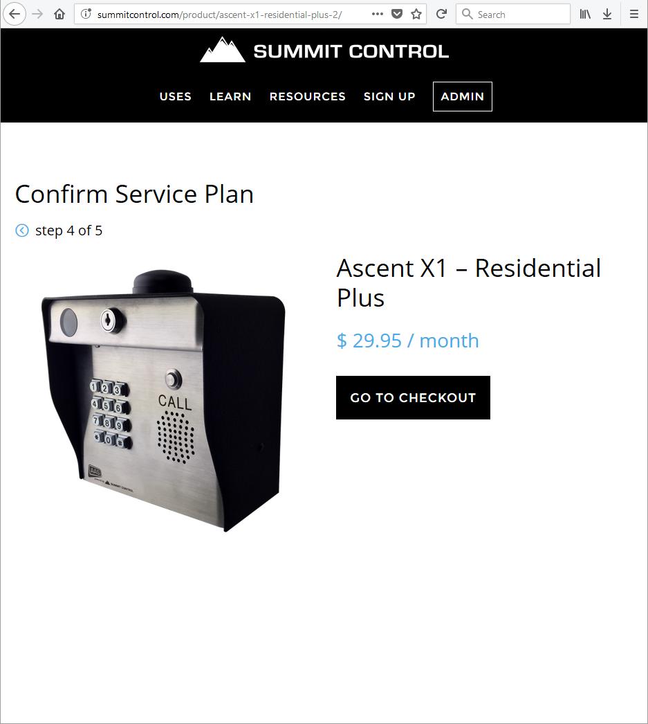 Setting up a New Ascent Unit Sign-up Step 4: Confirm Plan Now it s time to check out.