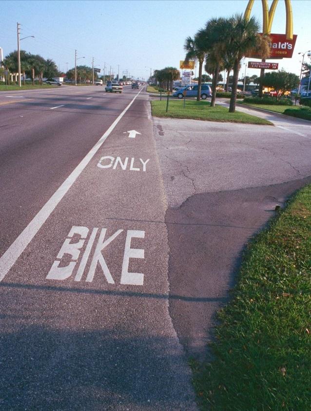 The latest approach for marking buffered bike lanes is to use