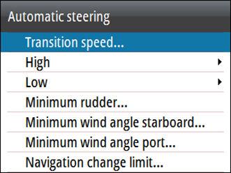 Layline steering: When enabled the Cross Track Error (XTE) from the navigator will keep the boat on the track line. If the XTE from the navigator exceeds 0.