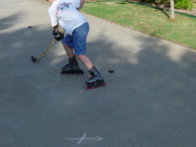 We use pucks instead of cones as course markers, since cones tend to get kicked around a bit.