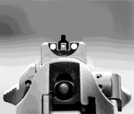 If the sight alignment is disturbed, adjust your grip to compensate by removing the pistol from your hand and reapplying the grip. Good relationship of the sights 3-6.
