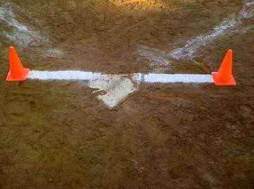 D. Strike Zone o There shall be a strike zone marked at home plate on each field. There shall be a chalk line that extends 24 on each side of home plate.