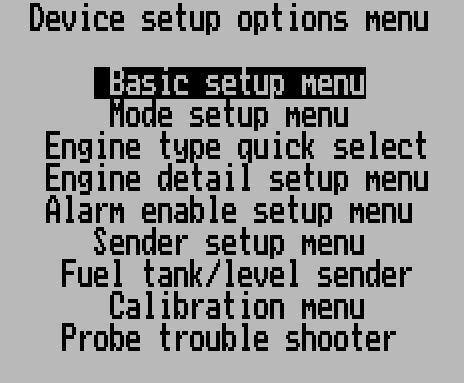 Device setup menu The device setup menu combines the many setup and operation options that you can choose.