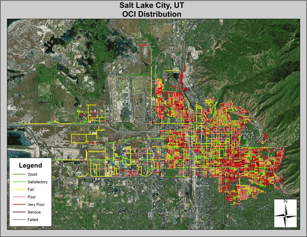 Salt Lake City, UT 2017 Pavement Condition Report 2 Figure 2: Salt Lake City, UT OCI Distribution Map Review of the City s OCI value shows a general breakdown of the roadway by condition to be: