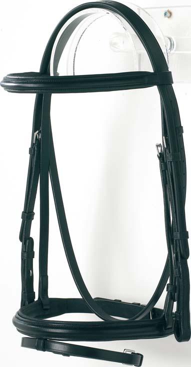 code B835 size and cheek width: Pony 1/2 Cob 5/8 Full 5/8 dark brown & black reins included: Rubber grip RRP: 149 stainless steel fittings raised Browband raised grackle noseband