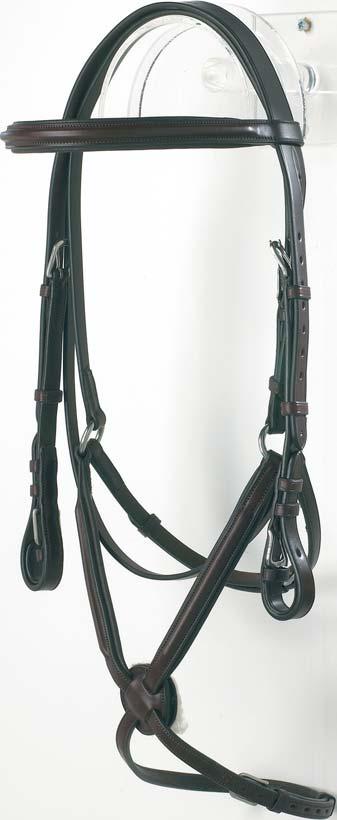 quality bridle has buckles on the end of the cheek pieces and reins to allow for quick and easy bit changes. Comes complete with rubber grip reins.