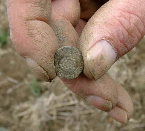 Figure 13: This mid 17 th century coin, found on the battlefield, might have been lost during the action, but could just as easily have been deposited on the fields along with manure from the middens