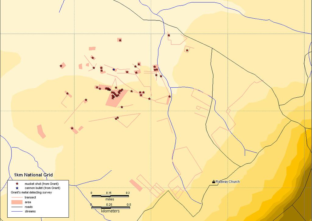 Figure 3: Captain Grant s survey of Edgehill battlefield, based on records in the Warwickshire SMR.