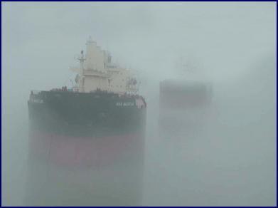 in restricted visibility In or near an area of restricted visibility Rule 19 (a) In sight of one another When two vessels navigating in or near an area of restricted visibility