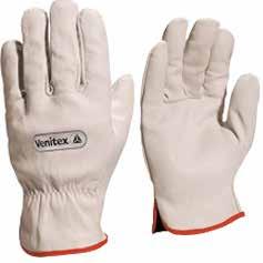 COST: 61 MUR + VAT FBN49 NAME: GREY COWHIDE LEATHER GRAIN GLOVE WITH RED EDGING Colour: Grey Top-quality cowhide leather grain glove, American cut, wing thumb, elasticated back, red edged cuff.