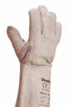 TC715 : WELDERS NAME: FULL COWHIDE WELDER S GLOVE / 15-CM CUFF Size: 08-09 - 10-11 Colour: Grey Full cowhide welder s glove, American cut, complete second finger, artery protection, 15-cm cowhide