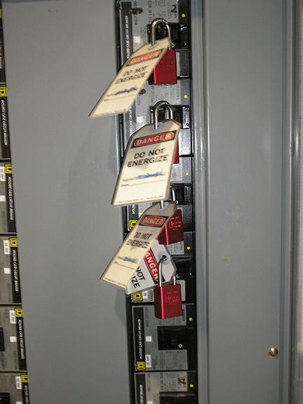 C. Lockout/Tagout Devices Lockout/tagout equipment consists of tags, locks, hasps, chains, and other hardware used to prevent the operation of equipment being serviced or maintained.