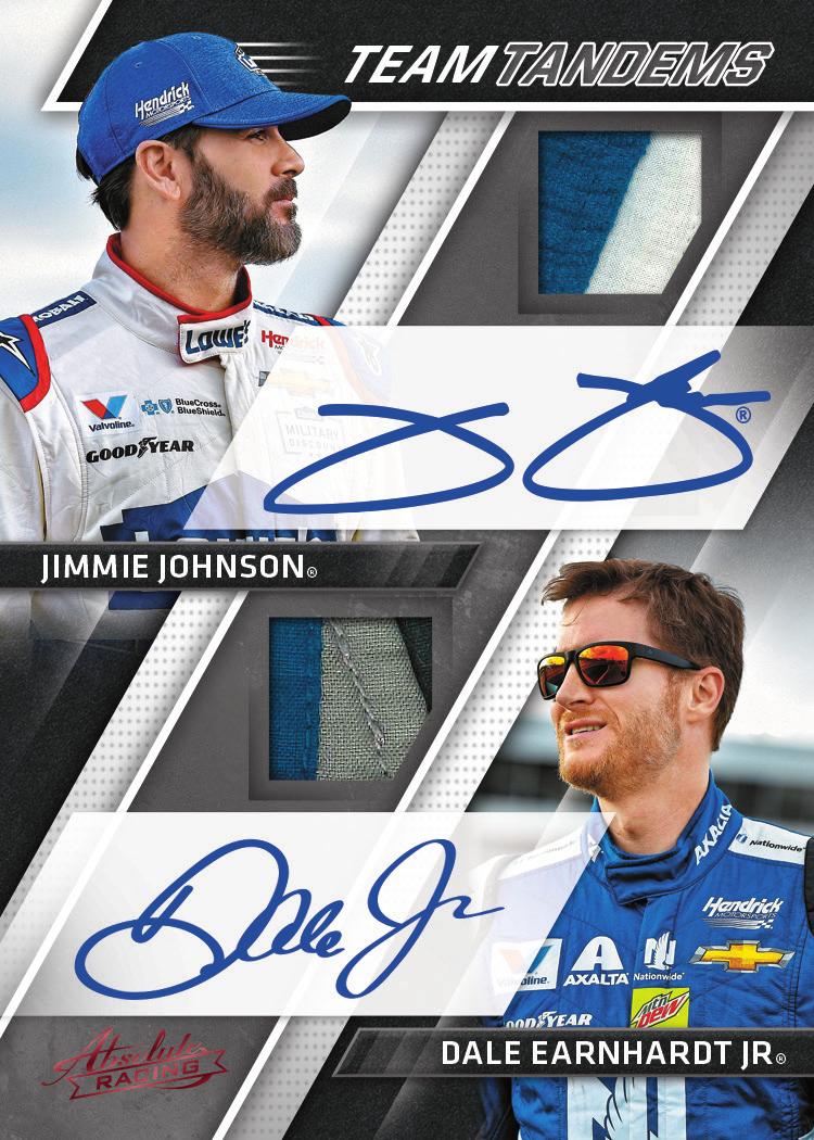 autograph feature over-sized swatches of race used race-used material from each