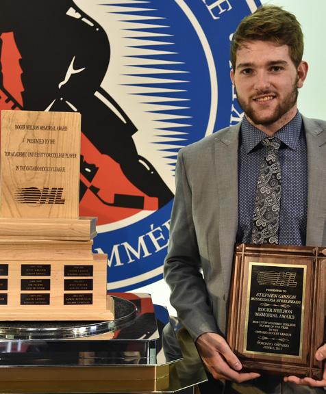 attending high school. The awards are presented annually along with the Bobby Smith Trophy, which is awarded to the OHL player that best combines hockey and education.