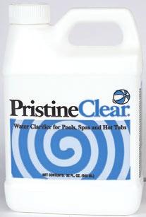 PRODUCT LINE PristineBlue Pool and Spa Care PristineBlue is the cornerstone of the system. It is an algaecide/bactericide* that is added to pools and spas at start up and topped off routinely. 8 oz.
