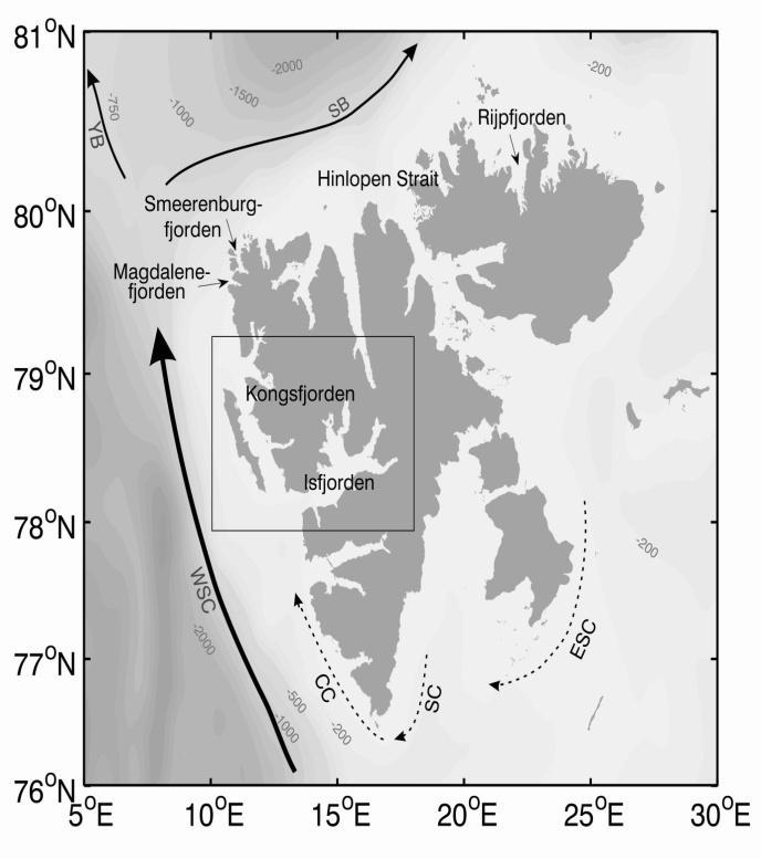 2.2 Sampling area a) b) Fig 1: Map showing a) Svalbard archipelago with the different currents. Solid line shows warm (Atlantic) currents and dashed line is cold (Arctic) currents.