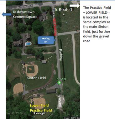 Sinton Field (game field) and Lower Field (practice field) location information Directions from Route 1: Get off on Route 82 headed south towards Kennett Square.