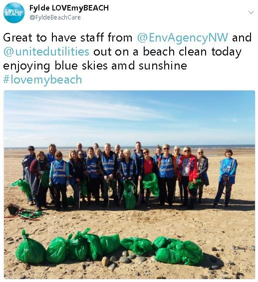 post about EA and UU joint beach clean had 24 retweets, 53 likes and