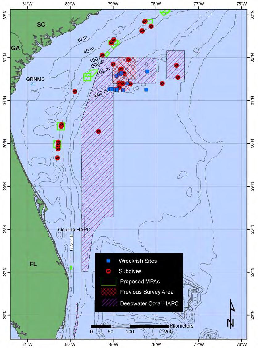 Habitat: Charleston Bump Areas of Interest: Coral HAPC OE Dive