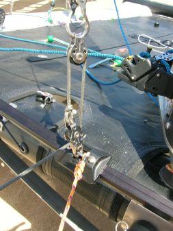 the Dyneema line will terminate in a 2 nd 16mm block and connect to the sheet. 11.2 - Jib Sheet There is a 4mm continuous line run through the forward beam for the jib sheet.