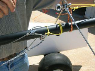 The complete jib assembly can then be easily slid the length of the pole when disassembling the boat, eliminating the need