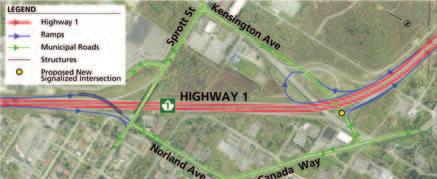 Relocate ramp ends currently located south of Highway 1 on Kensington Avenue to the north side of the highway Option C.
