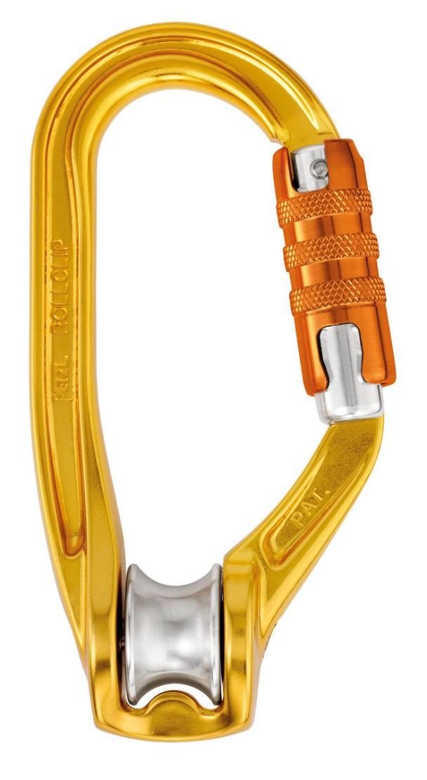 ROLLCLIP A Pulley-carabiner that facilitates installation of the rope when pulley is connected to the anchor ROLLCLIP A is a pulley-carabiner with a gate opening on the pulley