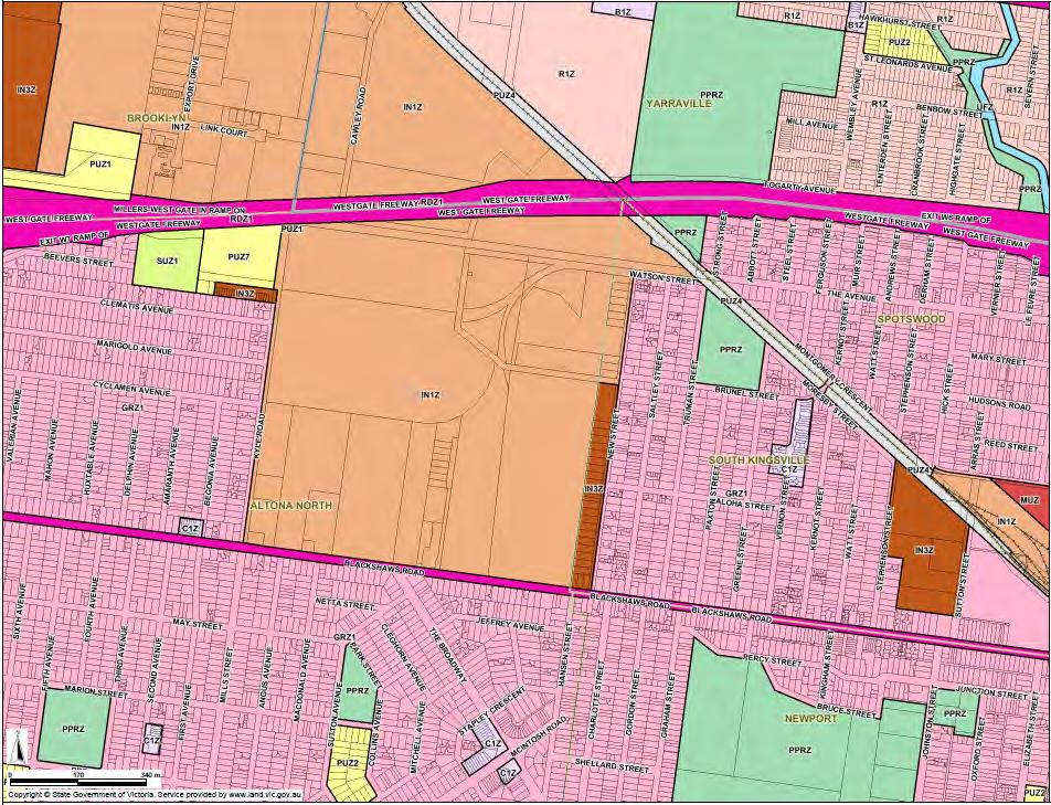 Existing Conditions Figure 3.2: Land Zoning Map Subject Site (Reproduced from Land Channel web site September 2014) 3.2 Road Network 3.2.1 Surrounding Roads West Gate Freeway West Gate Freeway is a key link in Melbourne s road network both commercially and for private use.