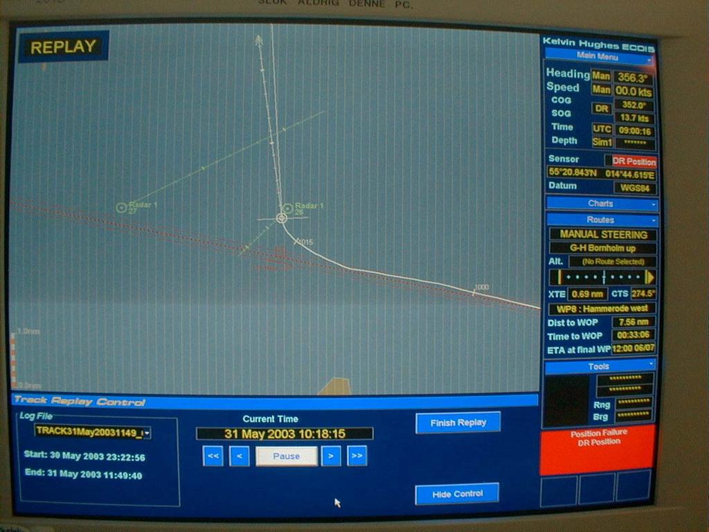On 27 June 2003 the manufacturer Kelvin Huges had been able to retrieve the information from the electronic chart data system on behalf of GDYNIA s owner.