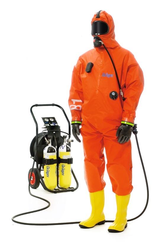 Dräger WorkMaster Industry Gas-Tight Suit Particularly resistant against alkaline solutions and acids.