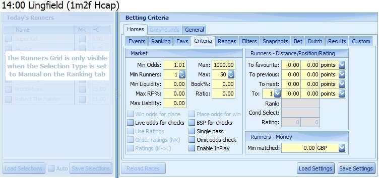 6 Manual Selections If you want to enter selections into TheBetEngine manually, then you need to ensure that the betting tab is set up for manual operation.