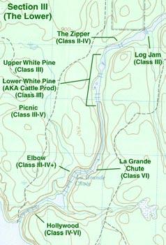 Log Jam (Class III all levels): This is the start of the steepest part of the Kipawa. Do not offer yourself or your boat to the upstream side of Log Jam Island. We ve seen the log jam at low water.