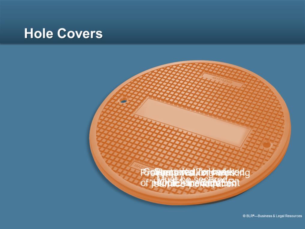 Hole covers are intended to prevent a number of possible falling hazards. A person could trip, twist an ankle, fall partially into a hole, or drop materials to a lower level.