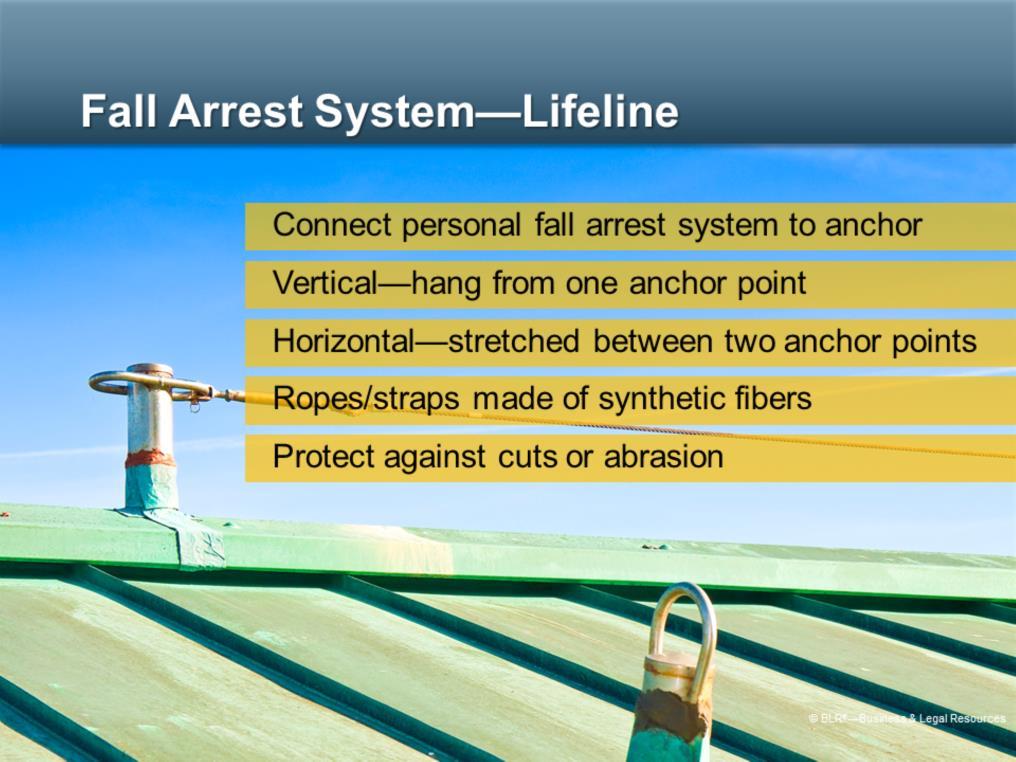 A lifeline can be part of a fall arrest system, but it is not the same as a lanyard.