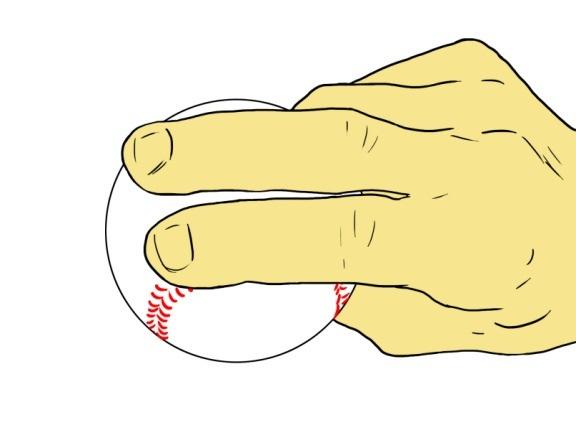 The fingers and thumb have the same range of motion available to them as with the 4 seam fastball we don t want the index and middle finger too far apart, and the thumb can be anywhere from tucked