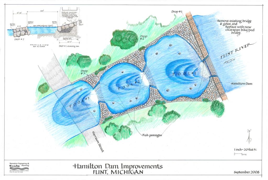 Project Description Conceptual Plan for the proposed improvements at Hamilton Dam. This plan illustrates the proposed layout of the suggested improvements at the Hamilton Dam.
