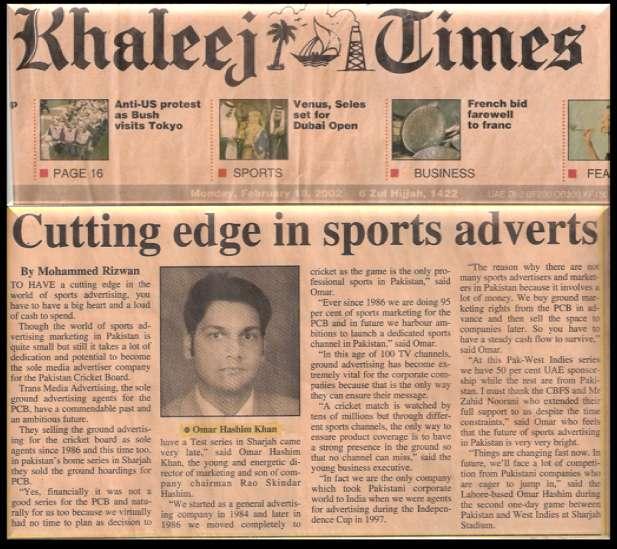International Recognition 30 Years of Sports Advertising & Marketing Successfully Marketed & Executed Many International Events