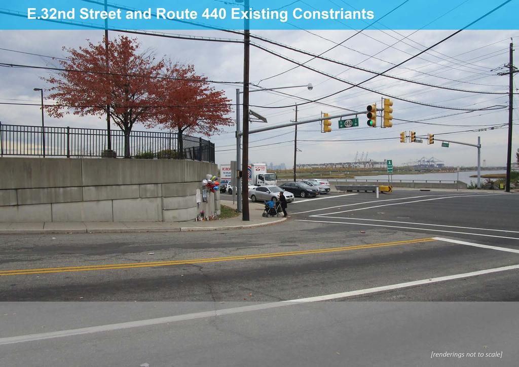 E.32nd Street and Route 440 Existing Conditions - Long crosswalks creating pedestrian safety