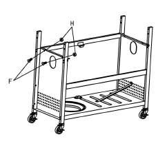 ASSEMBLY INSTRUCTIONS Step 5 Step 6 Assemble the cart back beam (9) to legs with 4 bolts (F).